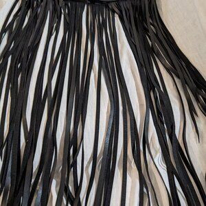 Black fringe leather belt/skirt